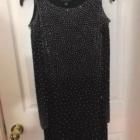 Beaded Long Sleeve Floor Length Dress - Picture 2 of 2